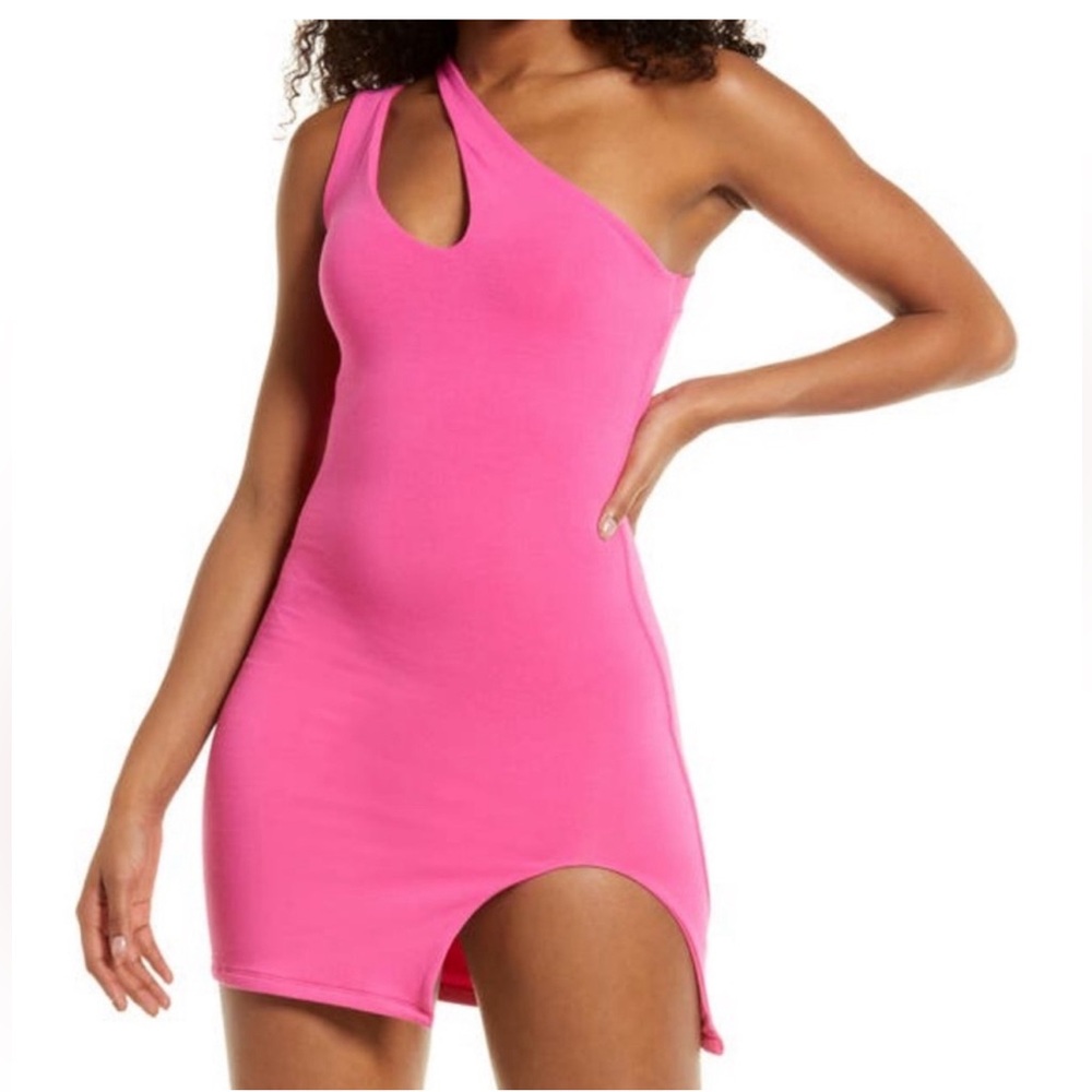 Naked Wardrobe Cut Out One Shoulder Mini Dress
